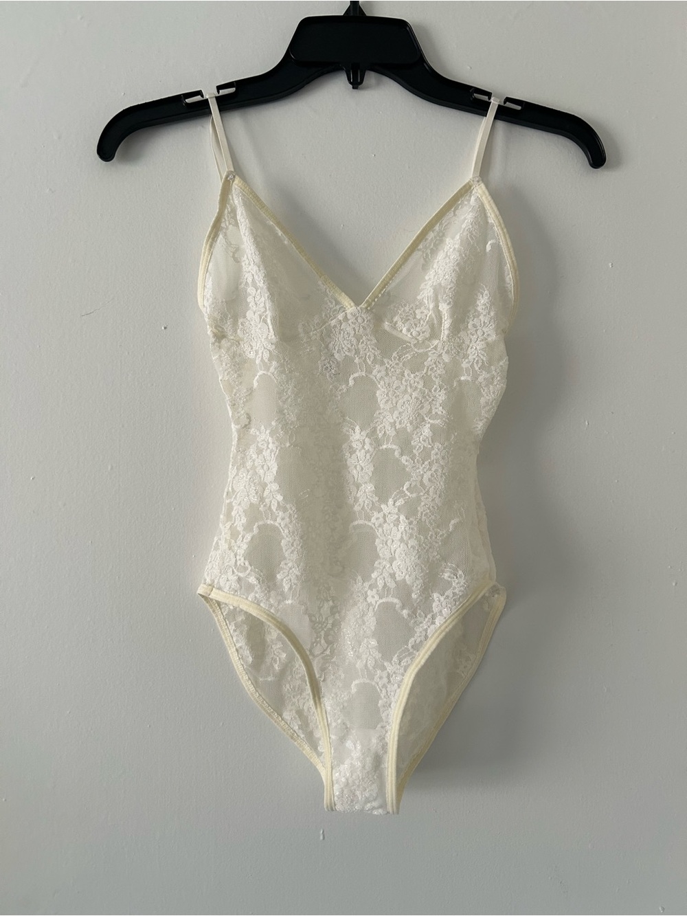 Lace Bodysuit Womens Size XS Floral Lace Ivory Sheer Stretch Festival Balletcore